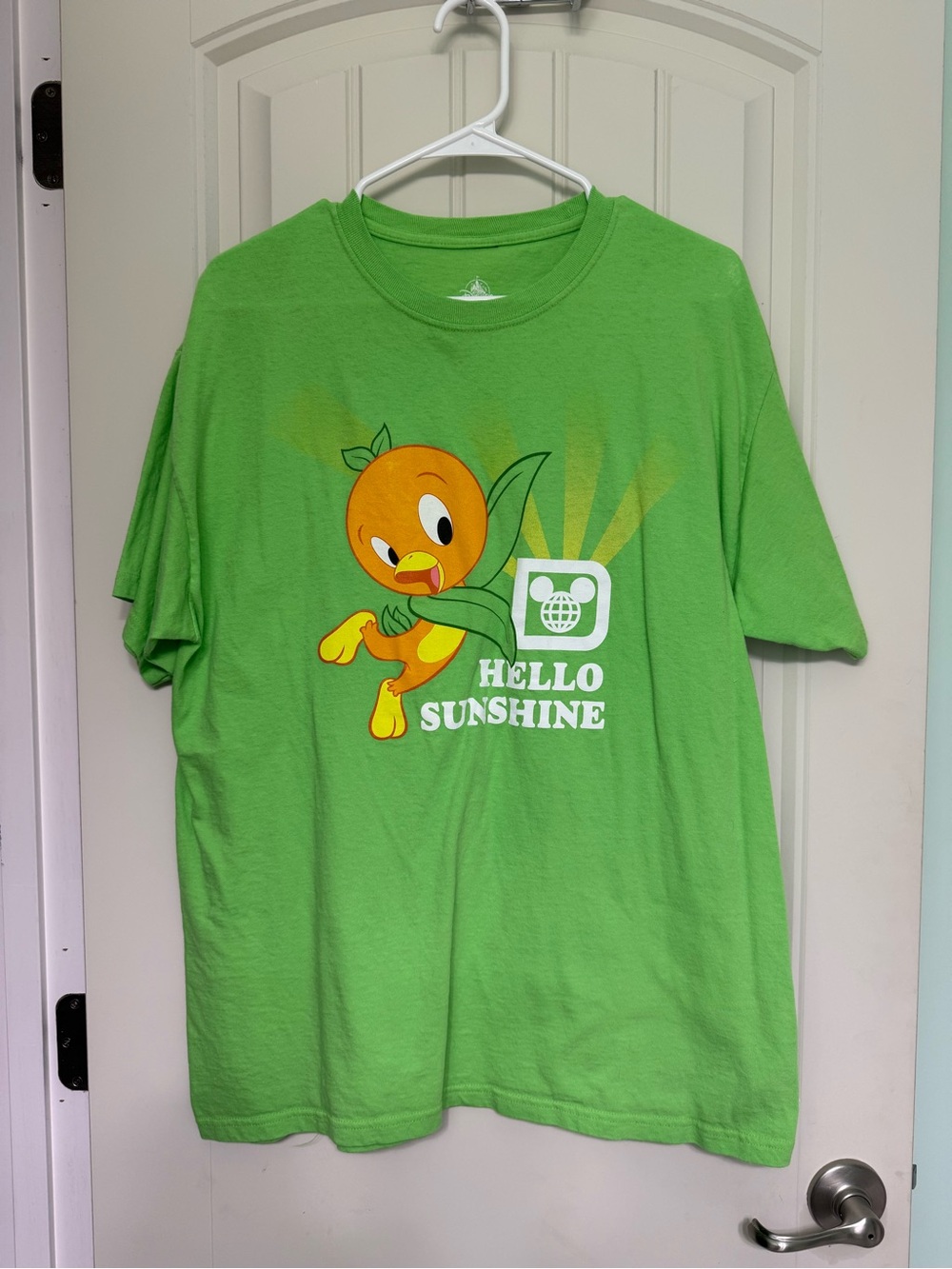 Disney Green T-Shirt with Orange Bird "Hello Sunshine" Graphic